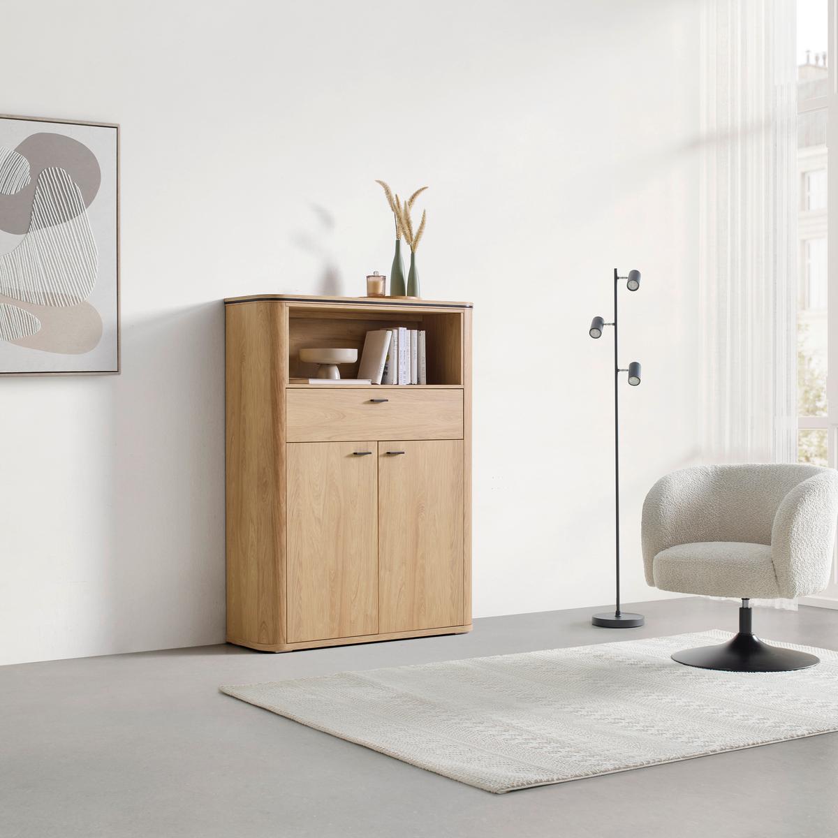 Highboard Lagos Eichefarben - Eichefarben/Anthrazit, Modern, Holzwerkstoff/Kunststoff (109,2/148,3/37,5cm) - Premium Living