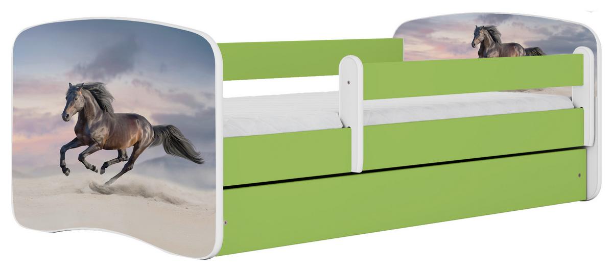 Otroška Postelja Babydreams, Bela, Zelena, 80x160cm - zelena/bela, Moderno, tekstil/leseni material (80/160cm) - MID.YOU
