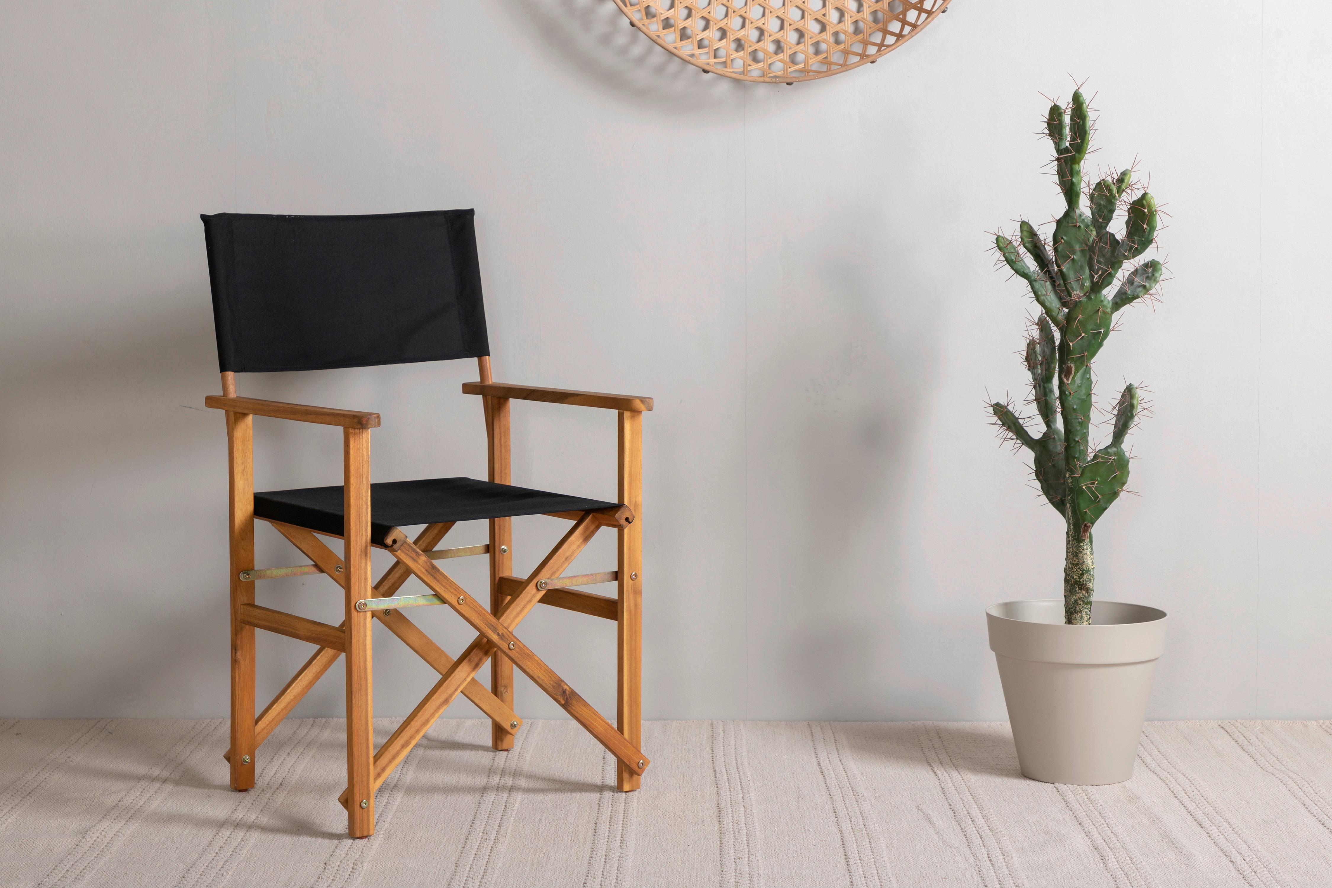 Klappstuhl Marion ca. 53x90x55 cm Akazie/Schwarz - Schwarz/Akaziefarben, KONVENTIONELL, Holz/Textil (53/90/55cm) - Gardenson