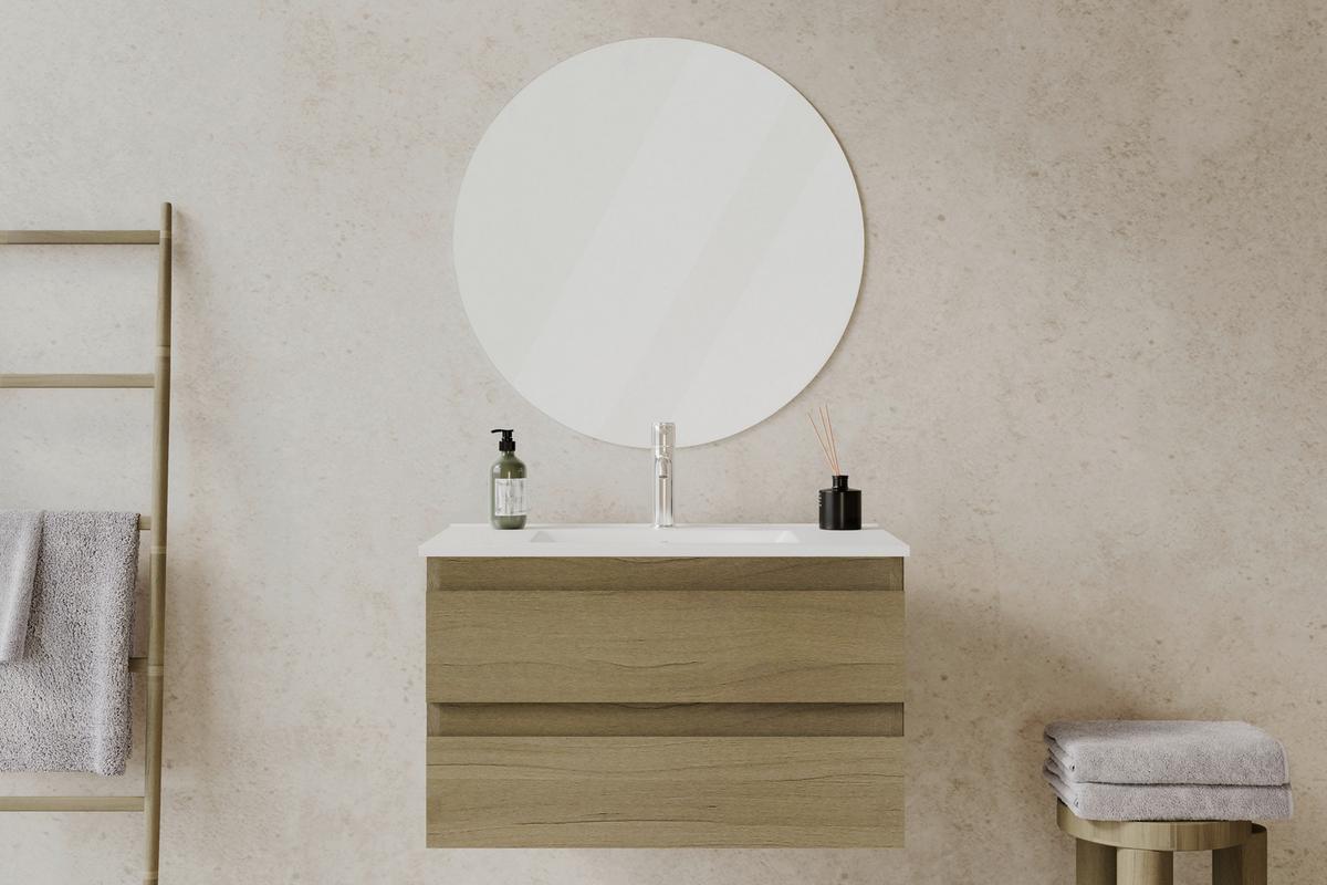 Badezimmer Leona Eichefarben 3- teilig - Eiche dunkel, MODERN, Glas/Keramik - Bessagi Home