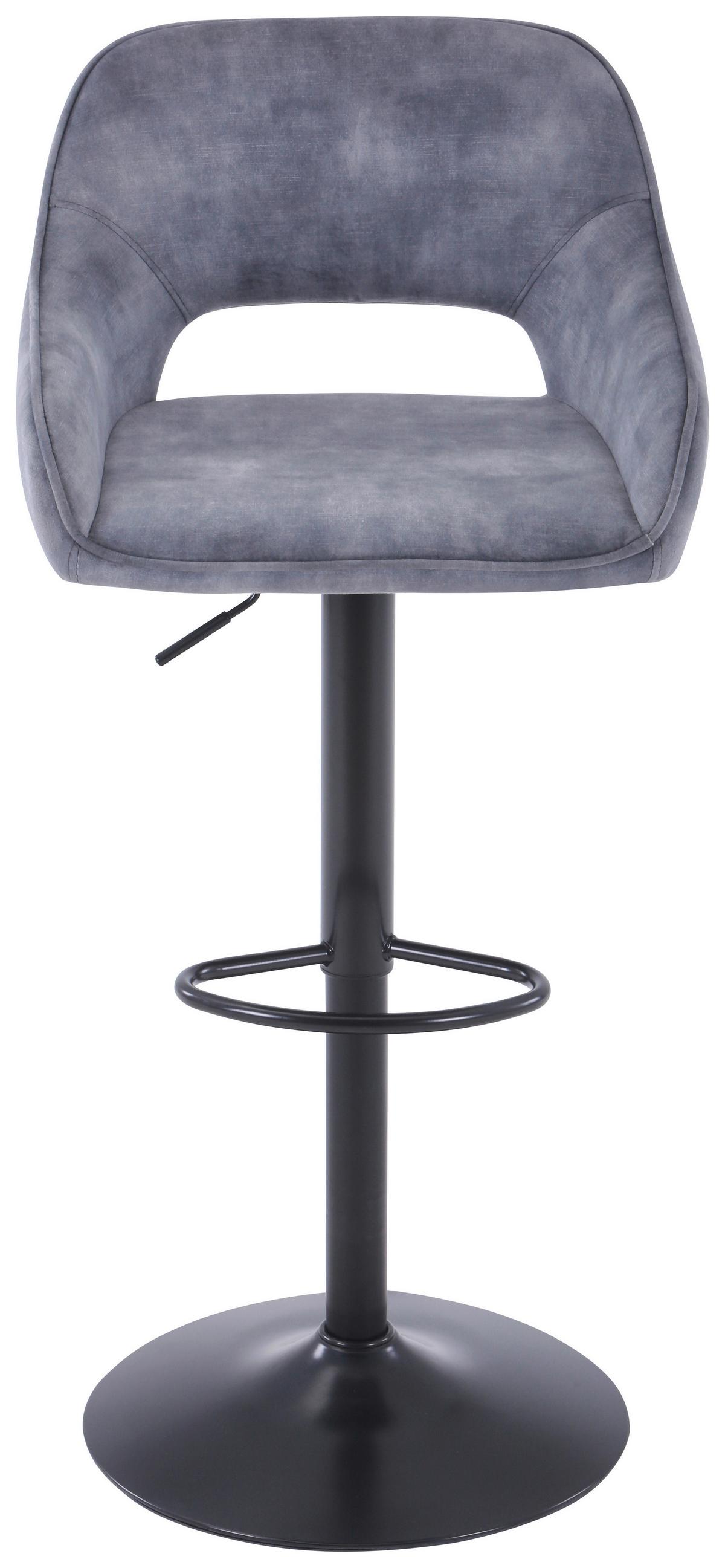 STOŁEK BAROWY HANNES - czarny/szary, Design, metal/tkanina (52/88,5-111/56cm) - Carryhome