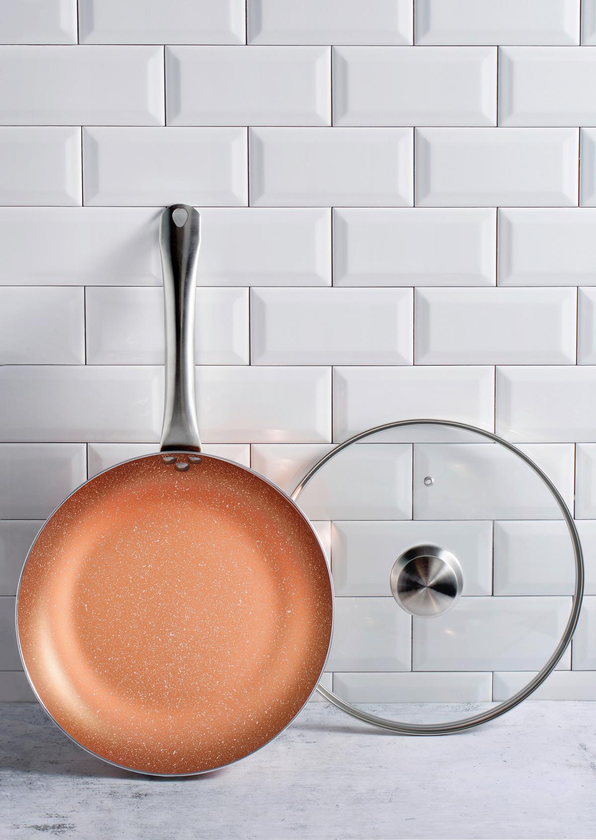 Serpenyőkészlet Optimum Plus - rézszínű/áttetsző, Modern, Üveg/fém (18/22/26cm)