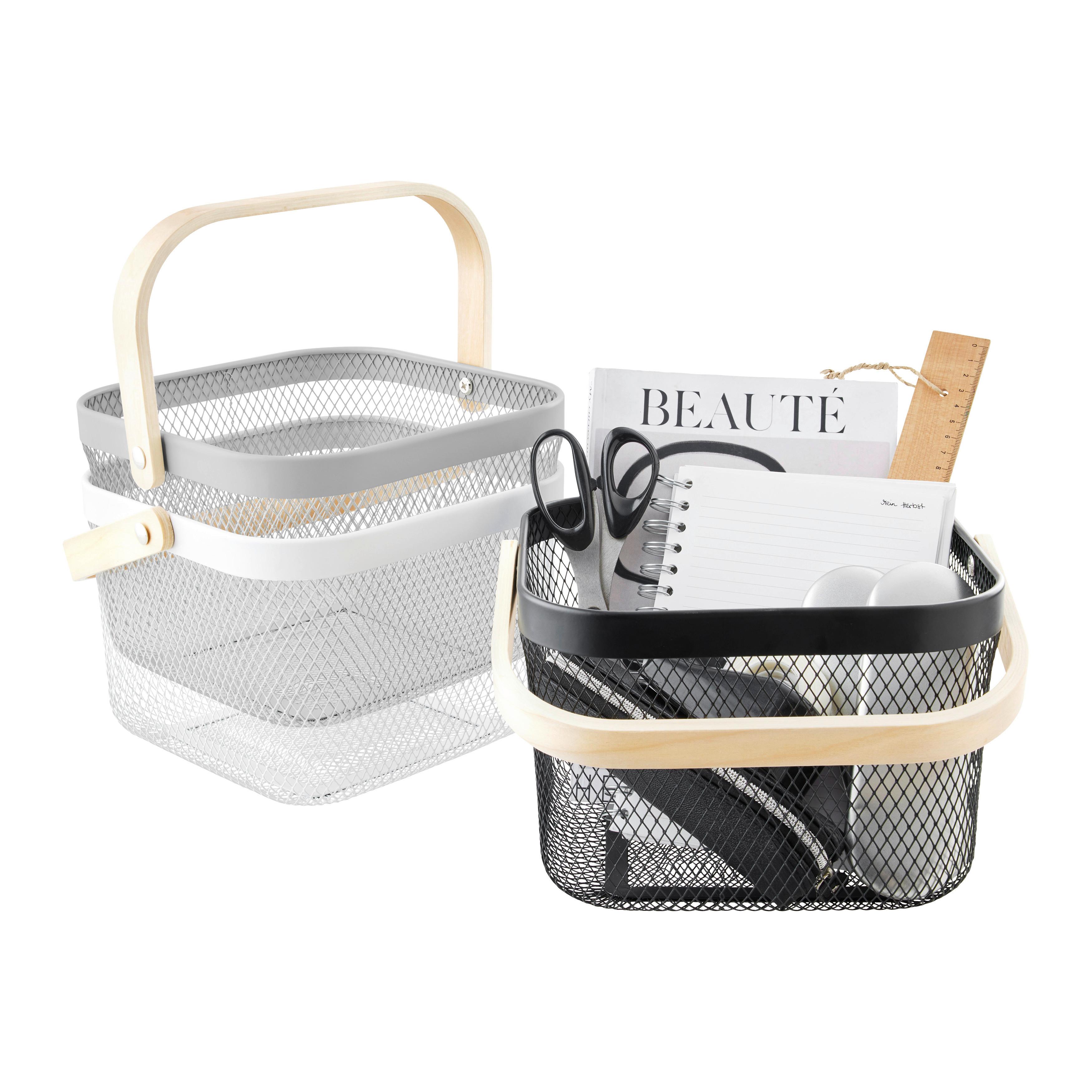 UNIVERSALKORG BETTY - grå, Modern, metall/trä (26.8/25.5/17.5cm) - Mömax
