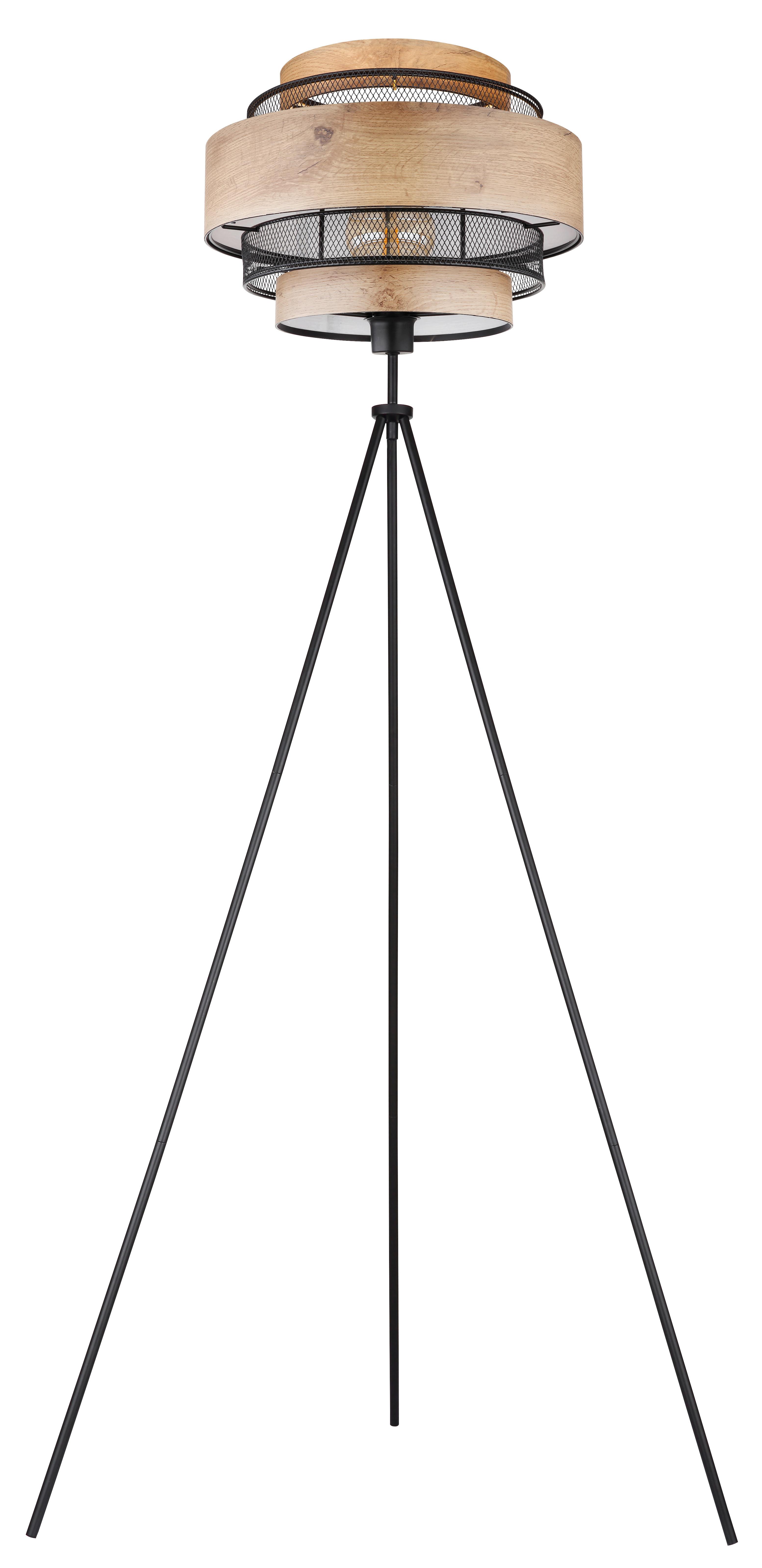 Stehleuchte Soeni max. 60 Watt - Schwarz/Braun, Design, Holzwerkstoff/Metall (60/150cm) - Globo