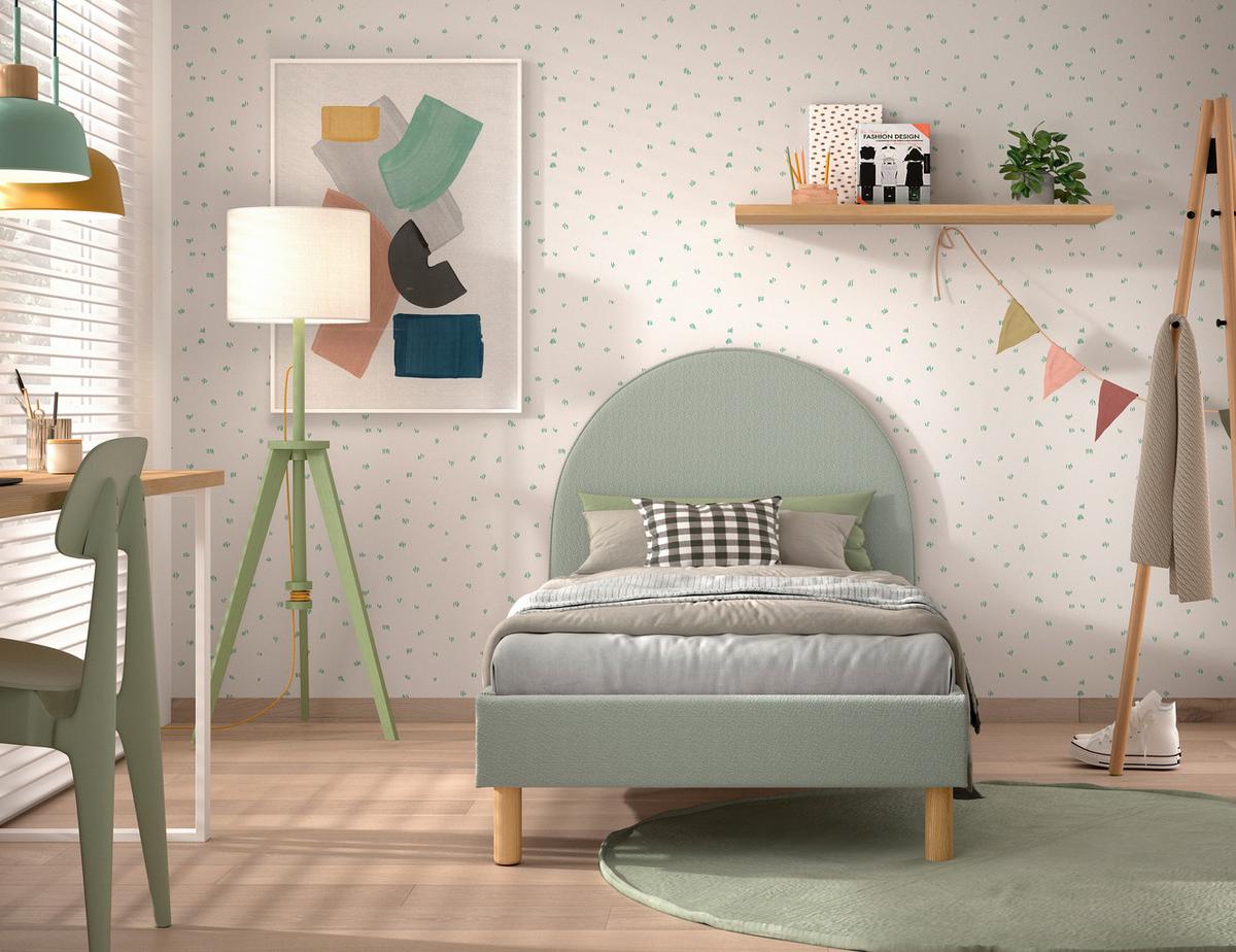 Kinder-/Juniorbett Moon ca. 90x200 cm Grün - Naturfarben/Grün, ROMANTIK / LANDHAUS, Holz/Textil (90/200cm) - MID.YOU