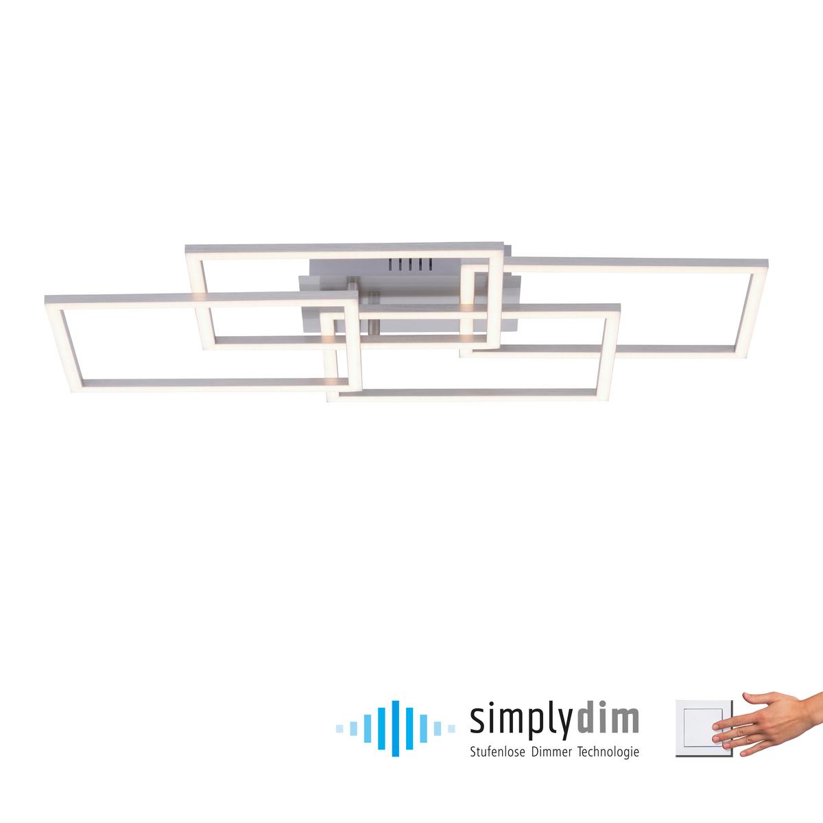LED-Deckenleuchte Iven max. 41 Watt - Alufarben, Design, Kunststoff/Metall (70/34,5/9,5cm)
