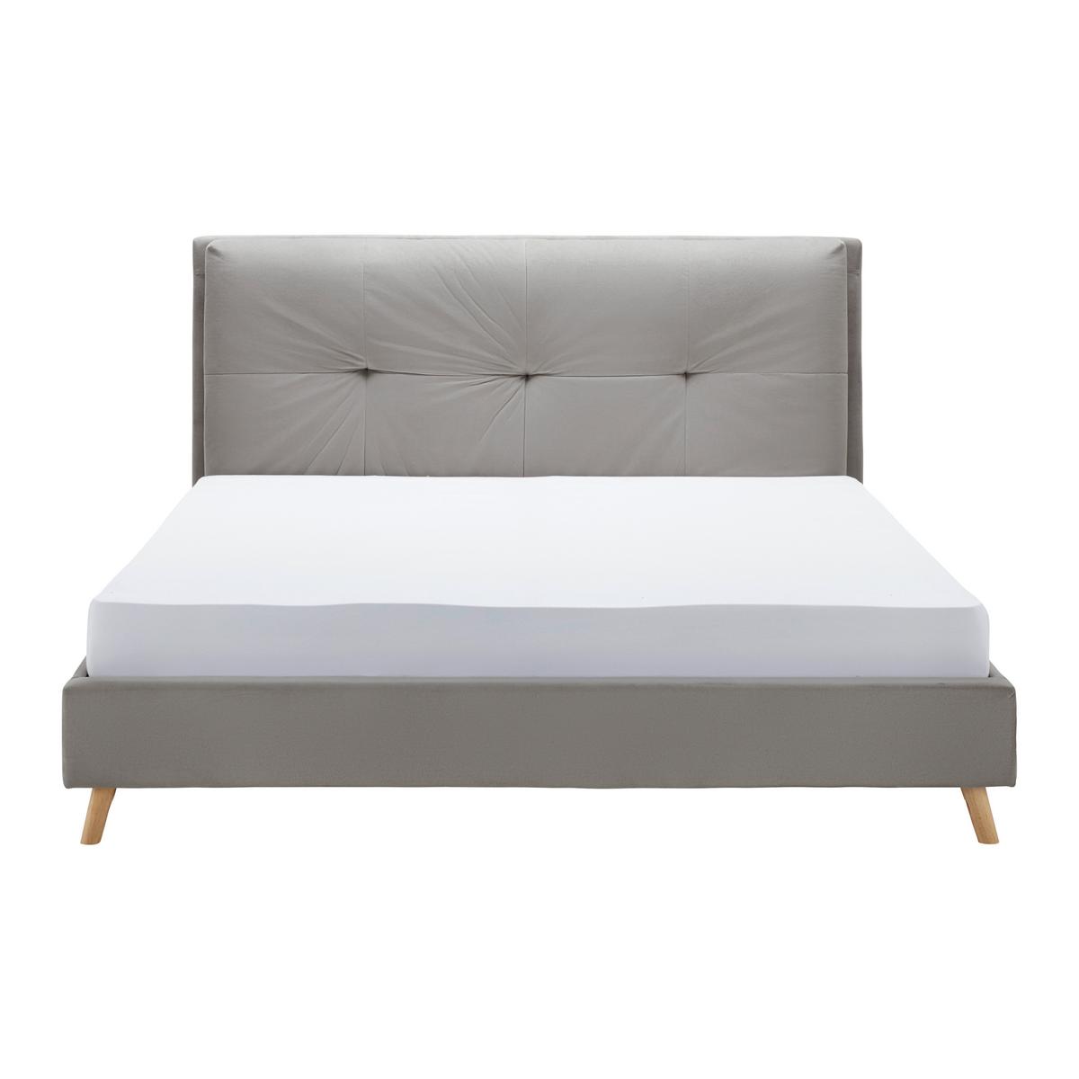 Pat tapițat Camilla cca 180X200 cm gri deschis - gri deschis, Modern, lemn/metal (180/200cm) - Bessagi Home