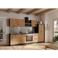 Küchenleerblock Liverpool o. Geräte Graphitfarben - Schieferfarben/Eiche Wotan, Basics, Holzwerkstoff/Metall (300cm) - Held