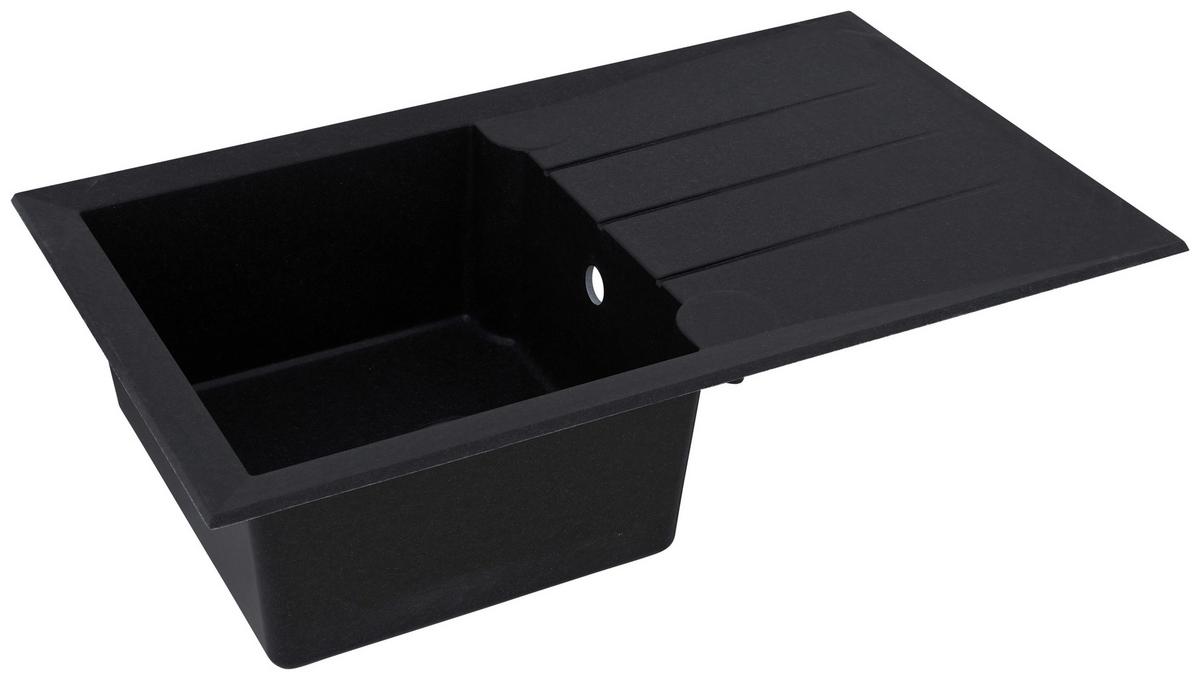 Spüle Alineo ca. 81x21x50 cm Schwarz - Schwarz, Trend, Stein (81/21/50cm) - Respekta