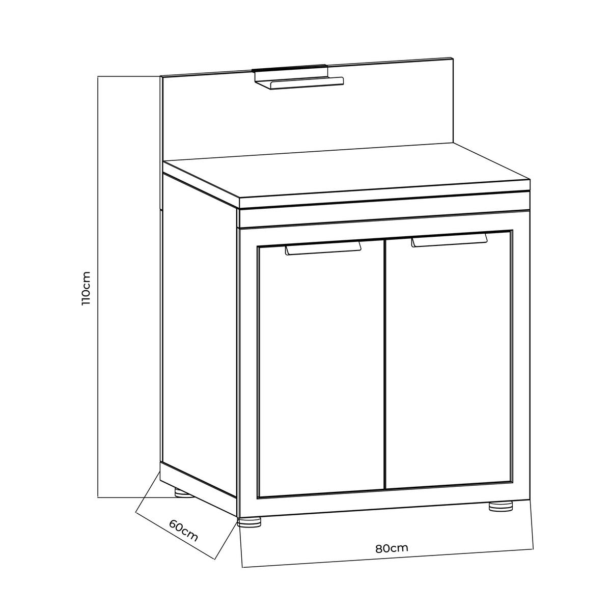 Outdoorküchenunterschank Origin Anthrazit - Anthrazit, Basics, Metall (80/110/60cm) - Gardenson