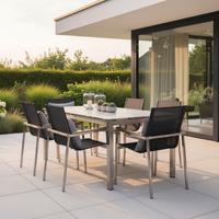 DINING-LOUNGESET SYDNEY - Silberfarben/Grau, Basics, Glas/Holz (160/74/90cm) - Gardenson