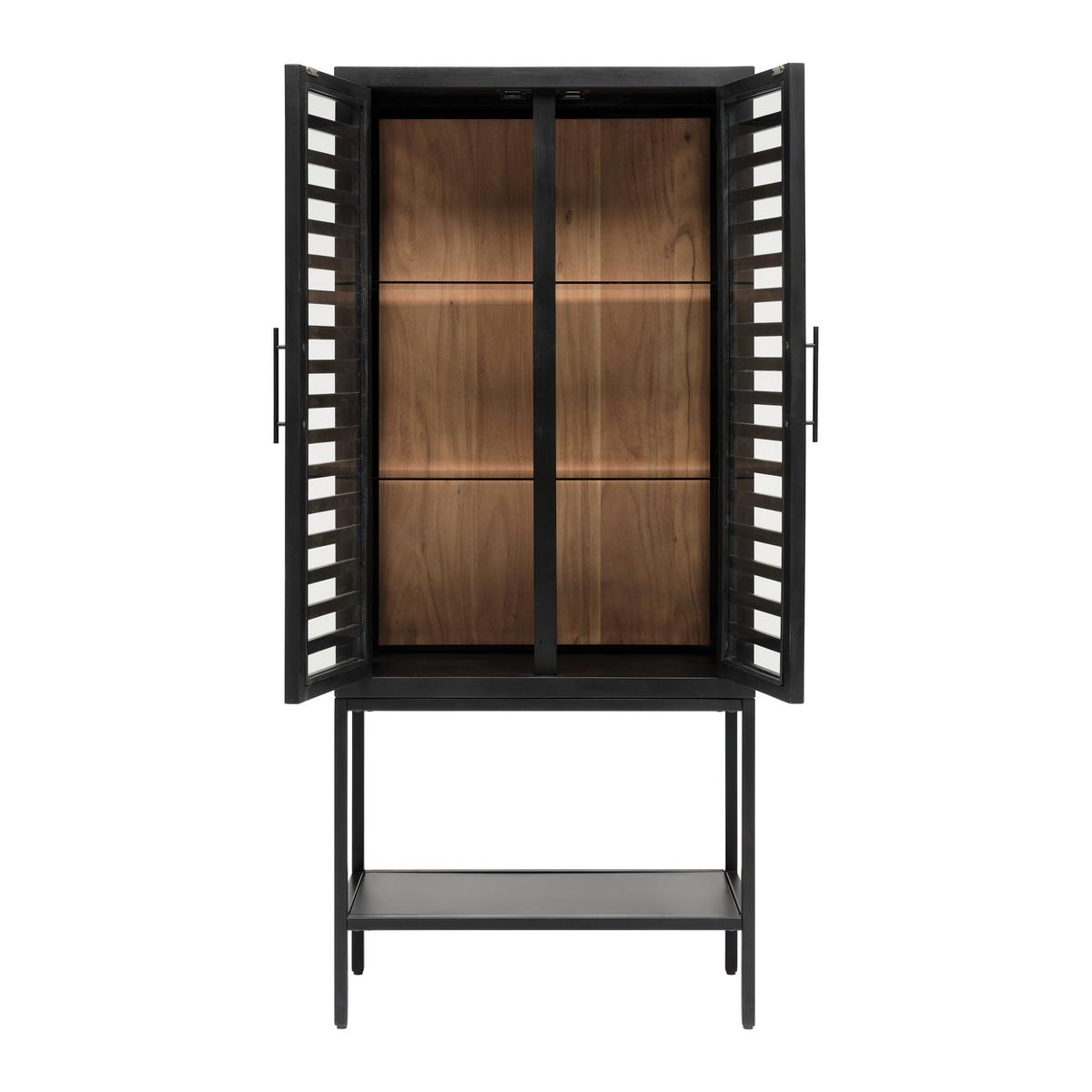 Glasvitrine Showcase in Schwarz aus Akazienholz - Schwarz, Modern, Glas/Holz (80/180/43cm) - Premium Living
