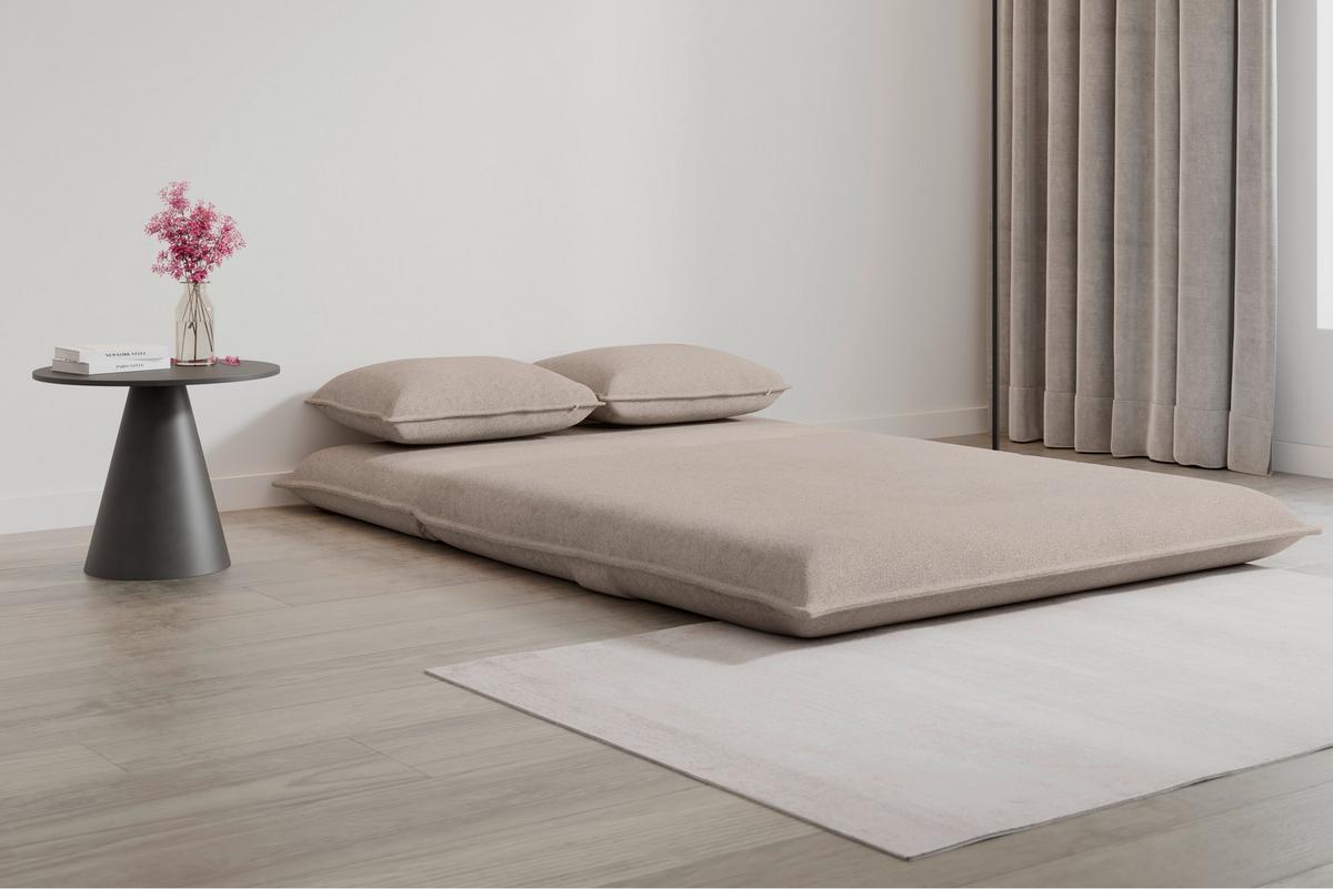 Schlafsofa Macy Bouclé Beige - Beige, MODERN, Textil/Metall (140/35/63cm) - Bessagi Home