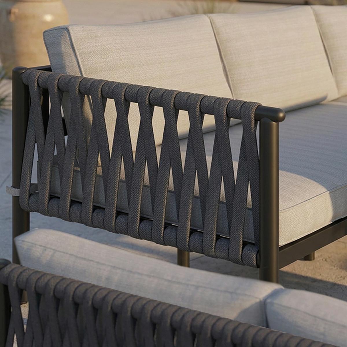 Dining-Loungeset Polly Hellgrau Outdoorstoff/Metall - Dunkelgrau/Hellgrau, MODERN, Kunststoff/Textil - Bessagi Garden