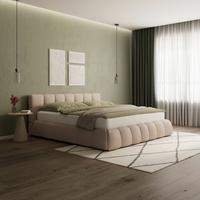 Polsterbett Marija ca. 180x200 cm Hellbraun - Hellbraun/Edelstahlfarben, MODERN, Holz/Textil (180/200cm) - Bessagi Home