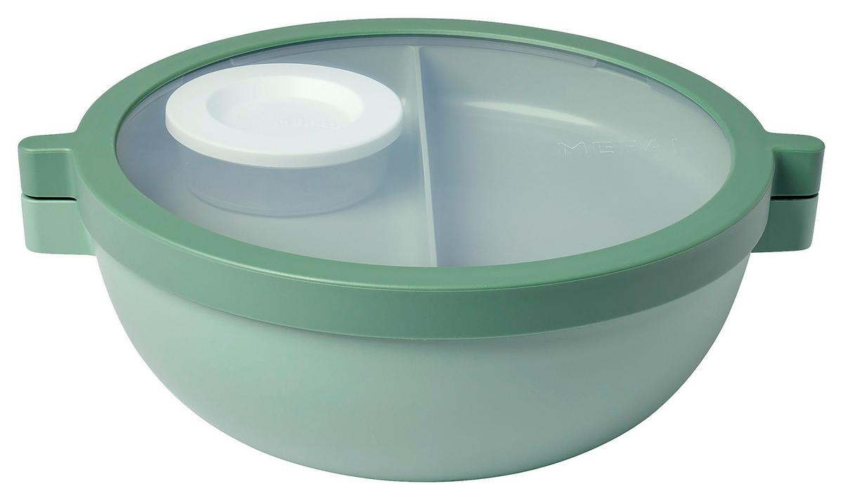 PUDEŁKO NA LUNCH BENTO 105830094700 - szałwiowy/przezroczysty, Konventionell, tworzywo sztuczne (24/20,7/8,5cm) - Mepal