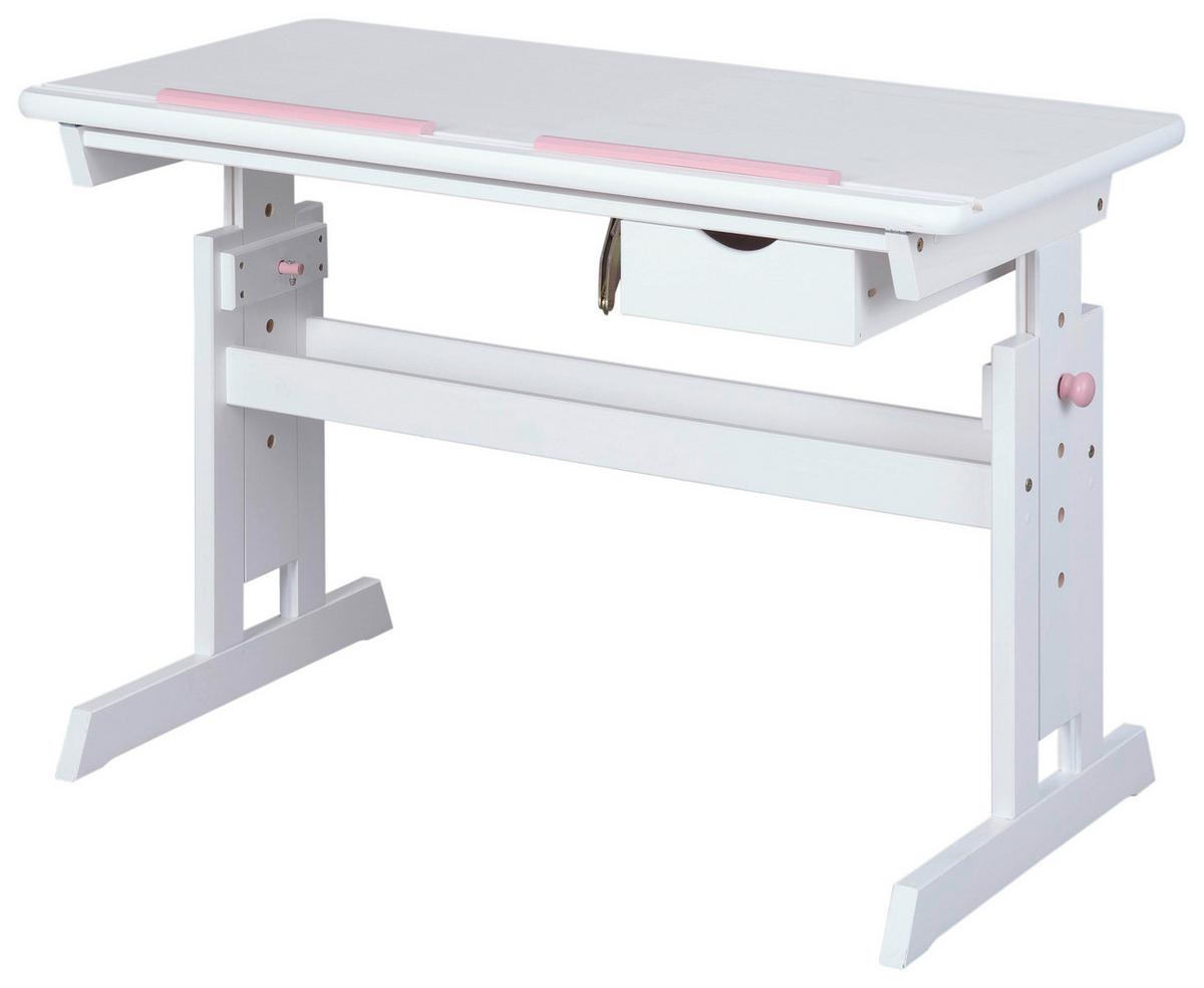 Jugendschreibtisch Baru Weiß/Rosa/Blau - Blau/Rosa, Basics, Holz/Holzwerkstoff (109/55/63-96cm) - MID.YOU
