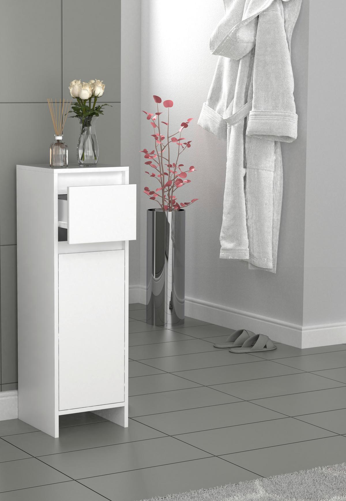 Highboard Malira ca. 30x95 cm Weiß - Weiß, MODERN, Holzwerkstoff (30/95/30cm) - MID.YOU