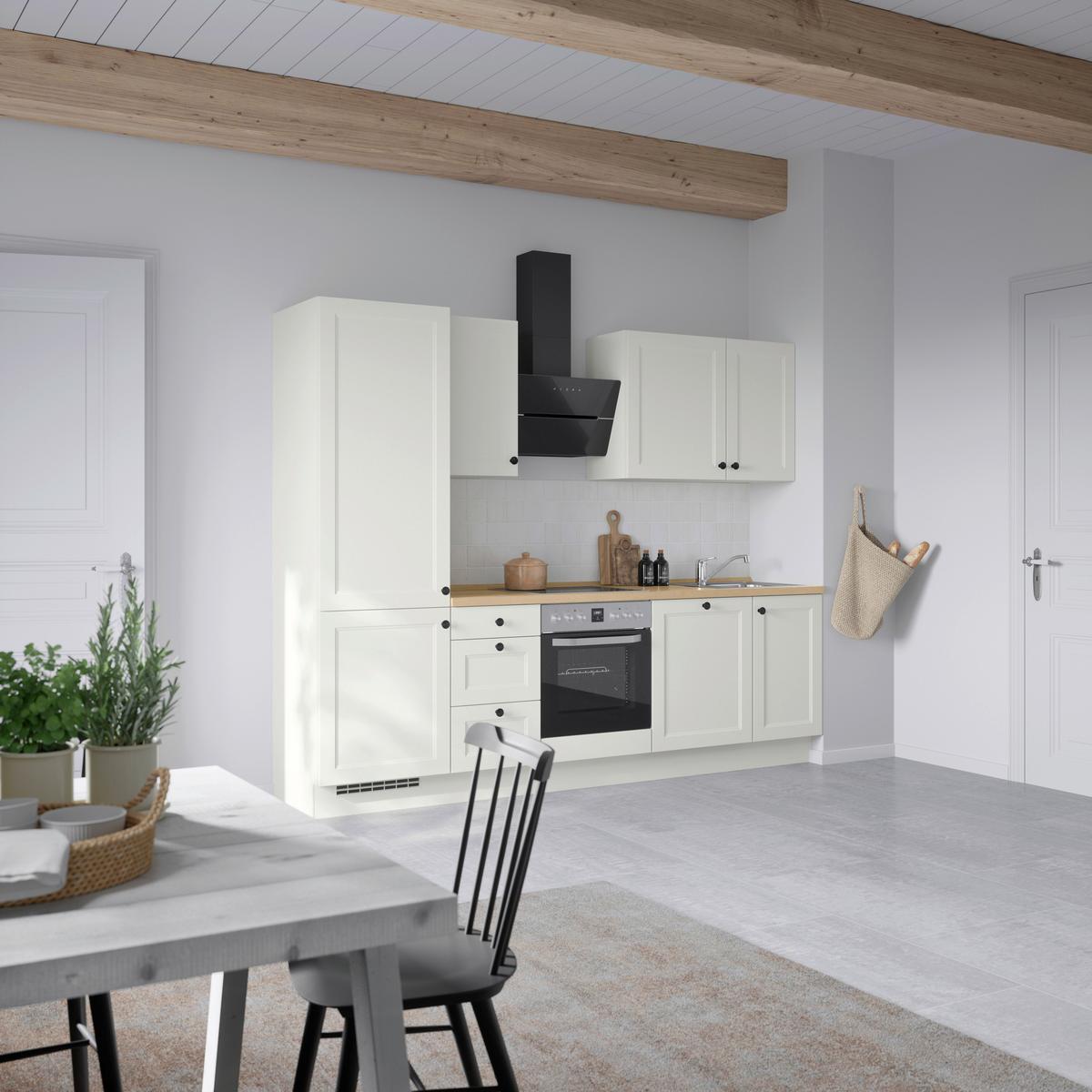 Küchenblock Cascada High m. Geräten Weiß - Eichefarben/Schwarz, MODERN, Holzwerkstoff/Metall (270cm) - Nobilia