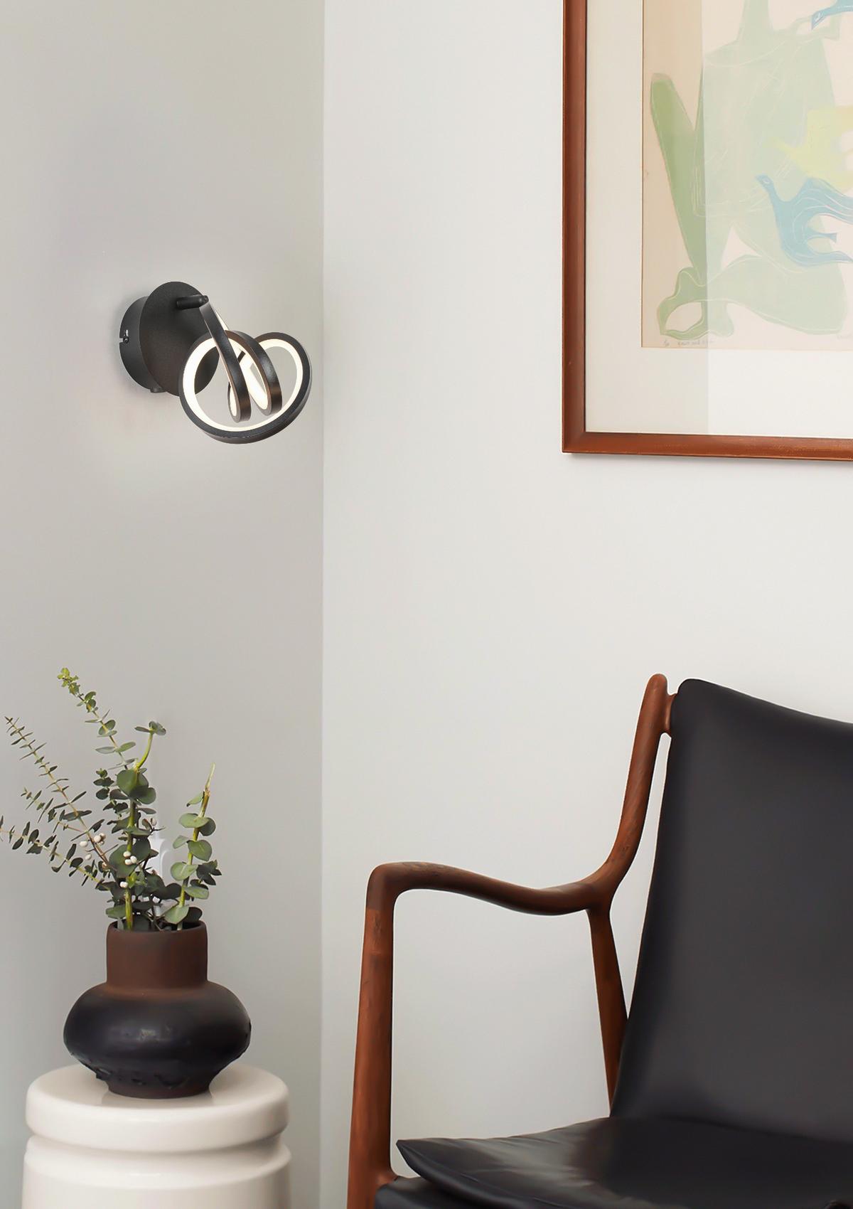 LED Spotlámpa Rundi - fekete, Modern, műanyag/fém (12/12/18cm) - Modern Living