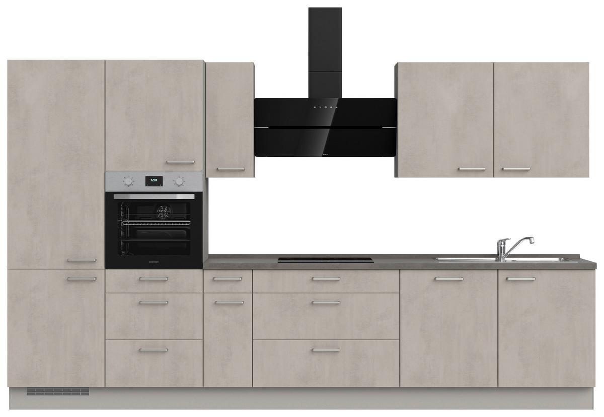 Küchenblock Riva High m. Geräten Grau - Schieferfarben/Edelstahlfarben, MODERN, Holzwerkstoff/Metall (360cm) - Nobilia