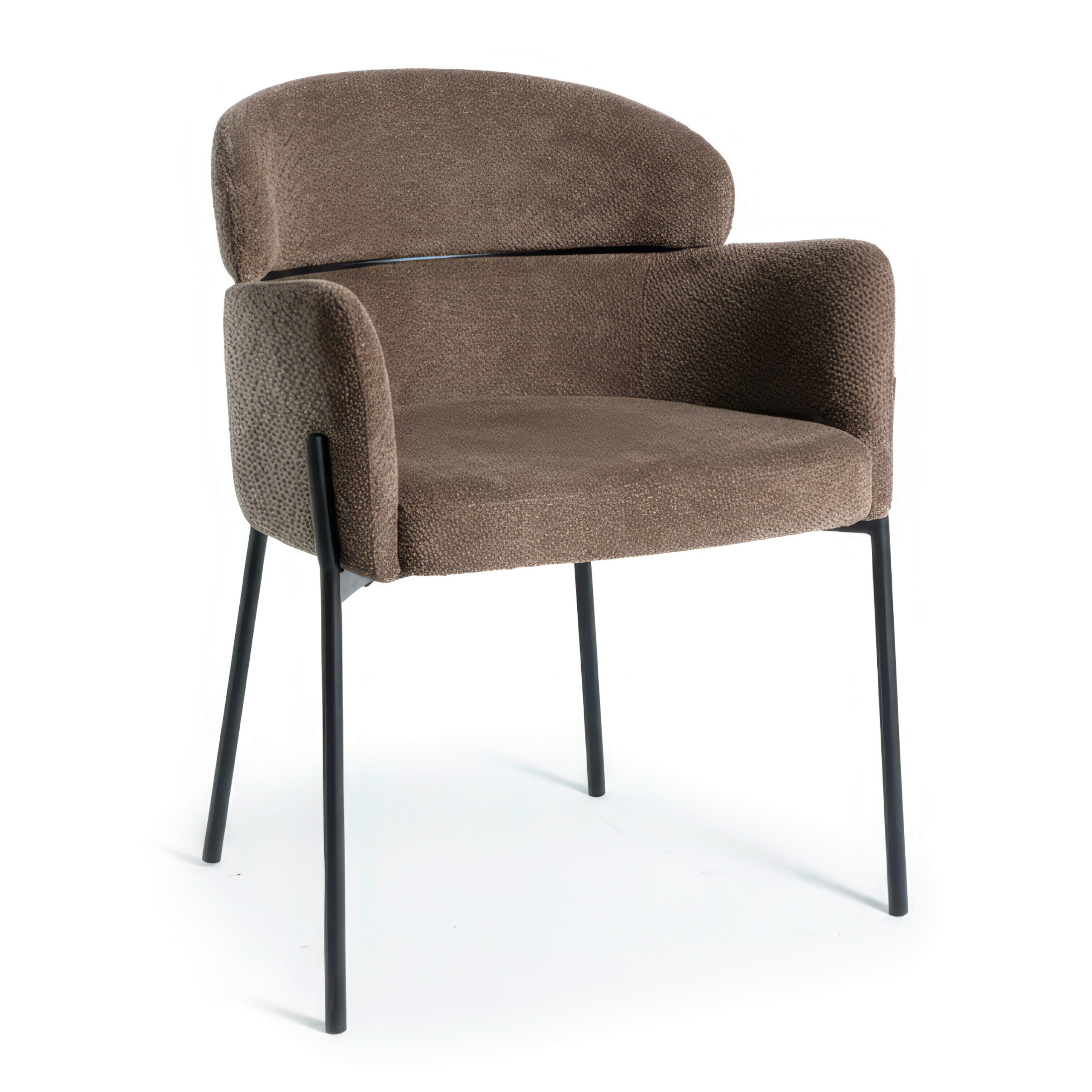 Armlehnstuhl Chloe Braun Webstoff Gepolstert - Schwarz/Braun, MODERN, Textil/Metall (62/79/59,5cm) - Bessagi Home