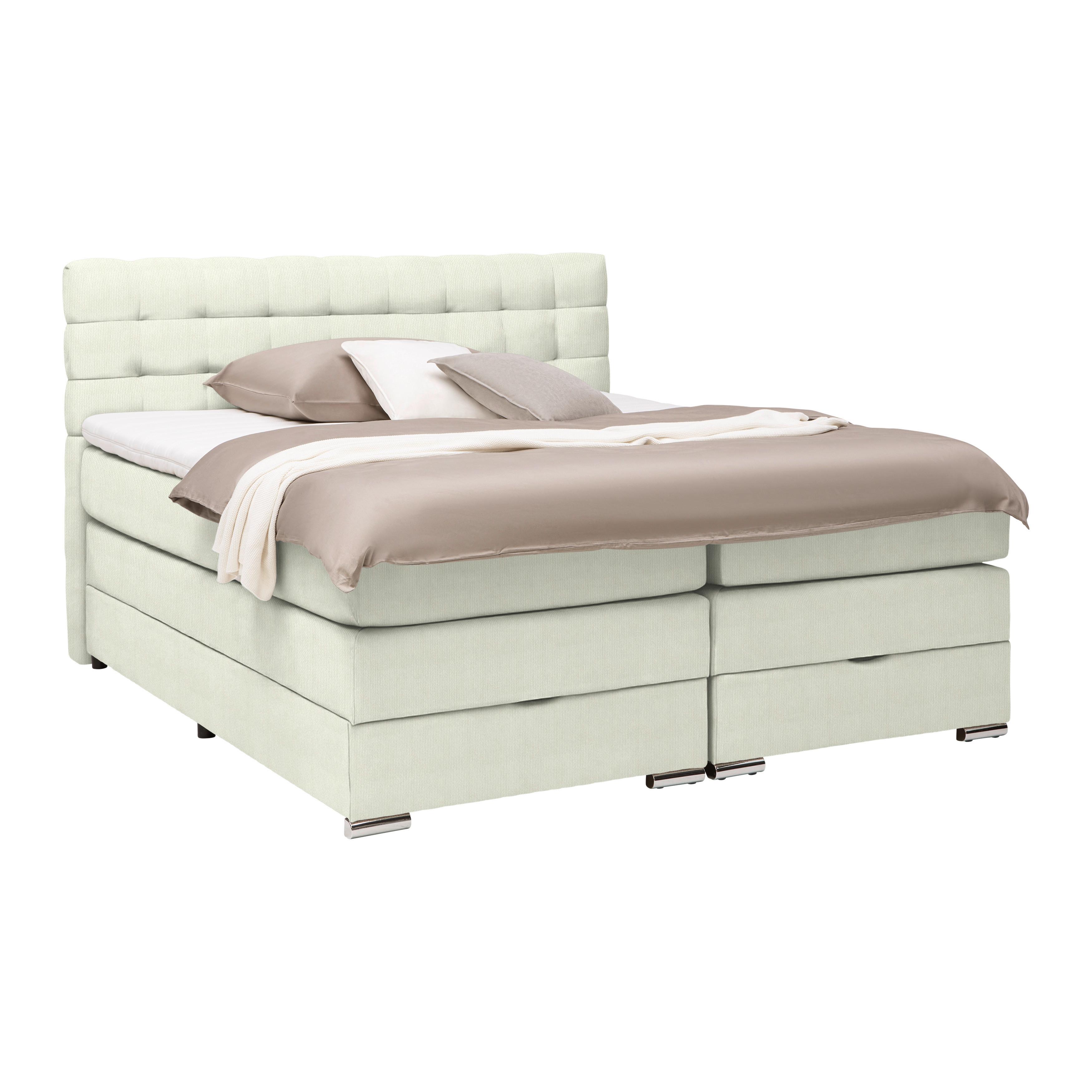 Boxspringbett London Elfenbein ca. 160x200cm - Chromfarben/Elfenbein, MODERN, Holz/Holzwerkstoff (160/200cm) - Premium Living