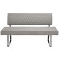 Sitzbank in Hellgrau - Chromfarben/Hellgrau, Design, Textil/Metall (161/90/62cm) - Modern Living Sitzbank in Hellgrau - Chromfarben/Hellgrau, Design, Textil/Metall (161/90/62cm) - Modern Living