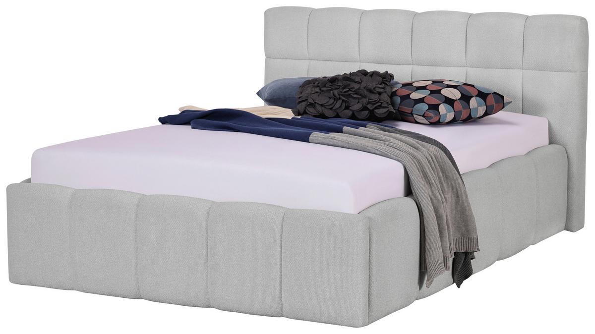 Polsterbett Ascona Hellgrau ca. 140x200cm - Hellgrau/Schwarz, KONVENTIONELL, Kunststoff/Textil (140/200cm) - Based