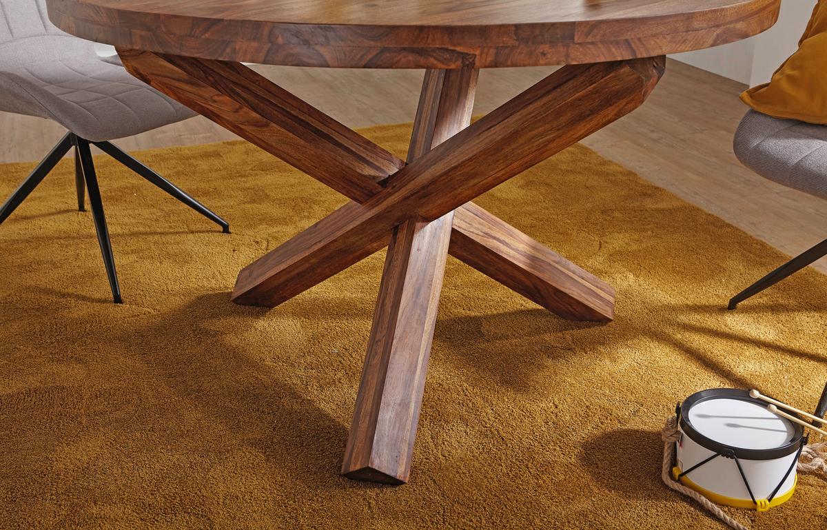Jedilna Miza Boha, Pravi Les, Ø 120cm - barve indijskega rožnega lesa, Design, les (120/75cm) - MID.YOU