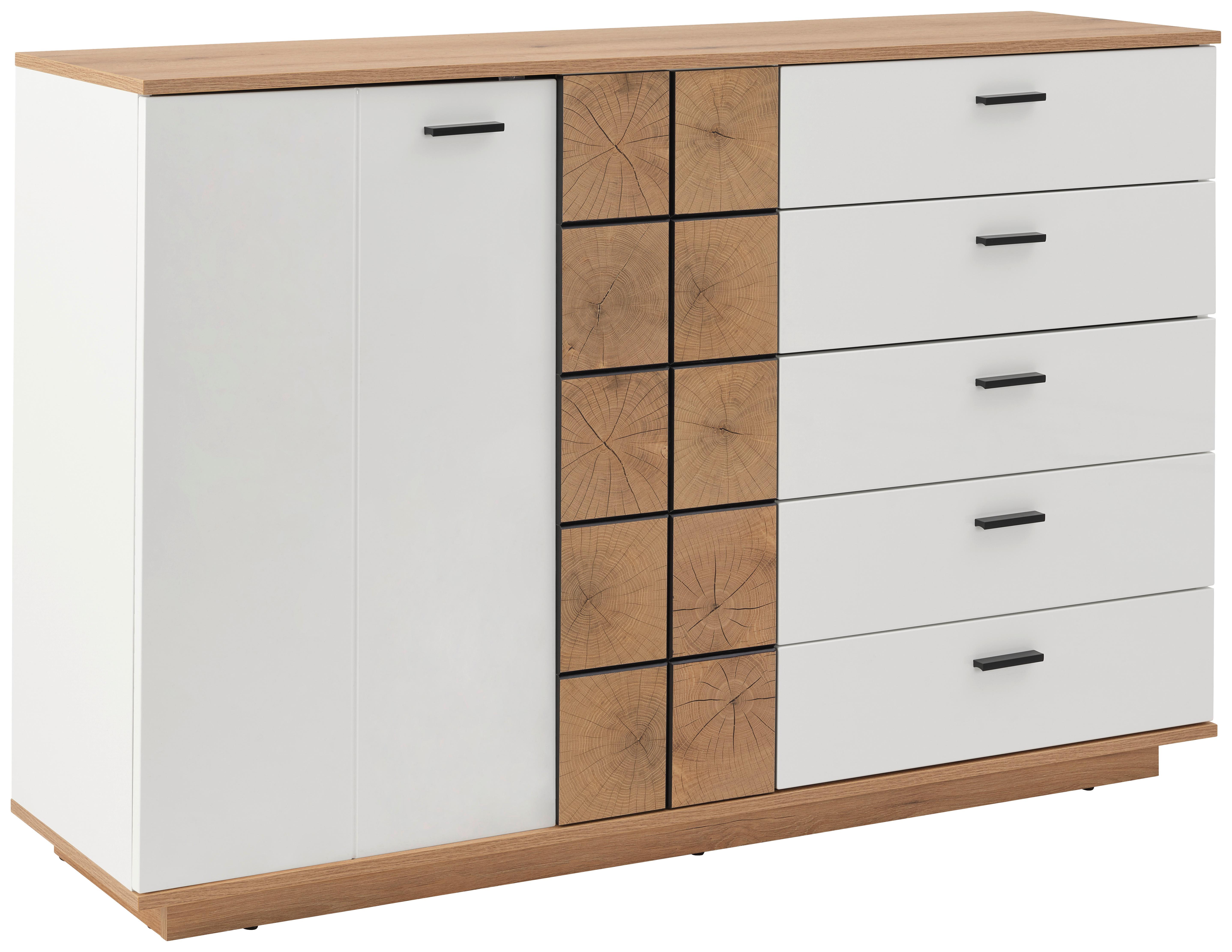 Komoda Oreta Oreta - črna/barve hrasta, Moderno, umetna masa/leseni material (136,1/95/40cm)