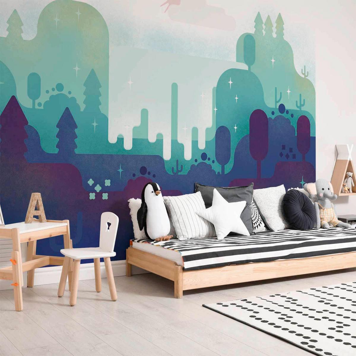 Fotótapéta Fairy-Tale Landscape - bézs/kék, Lifestyle, textil (250/175cm) - artgeist