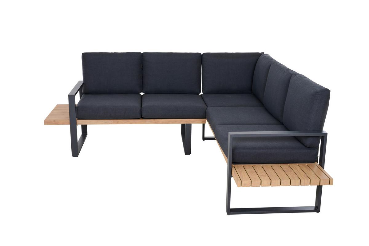 Loungegarnitur Bari Anthrazit/Teakfarben - Anthrazit/Teakfarben, Basics, Textil/Metall (73,5/78,5/155cm) - Siena Garden