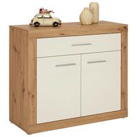 Kommode in Weiß/Eichefarben - Chromfarben/Eichefarben, KONVENTIONELL, Holzwerkstoff/Kunststoff (97/86/40cm) - Mömax