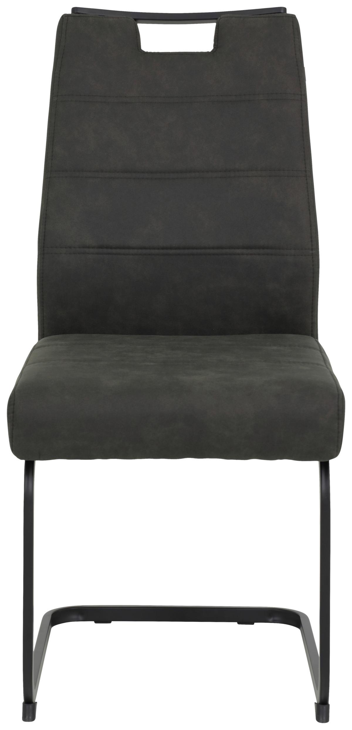 Schwingstuhl-Set Kerstin Anthrazit 2er-Set - Anthrazit/Schwarz, MODERN, Textil/Metall (49/100/61cm) - MID.YOU