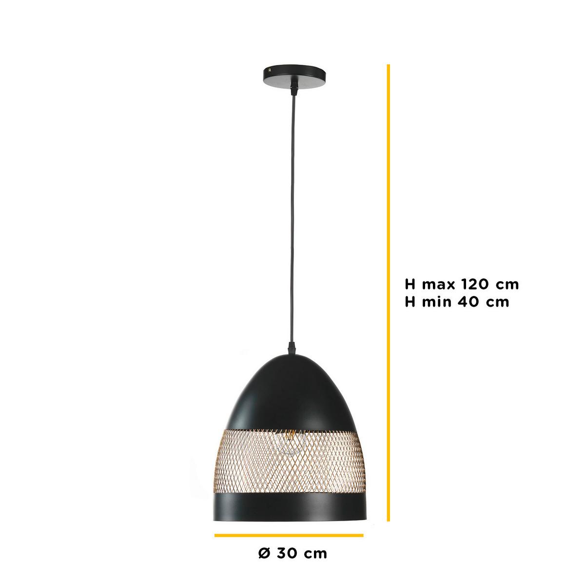 Hängeleuchte Polly Schwarz/Bronze max. 22 Watt - Schwarz/Bronzefarben, Design, Metall (30/120cm)