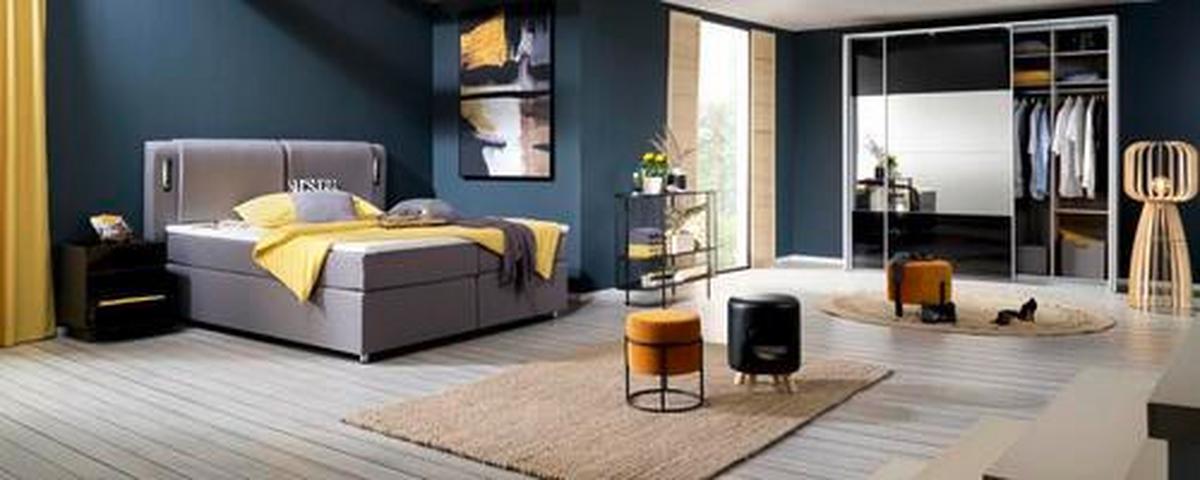 Schwebetürenschrank in Schwarz mit Spiegel - Alufarben, Modern, Holzwerkstoff/Metall (226/229/61cm) - Mömax