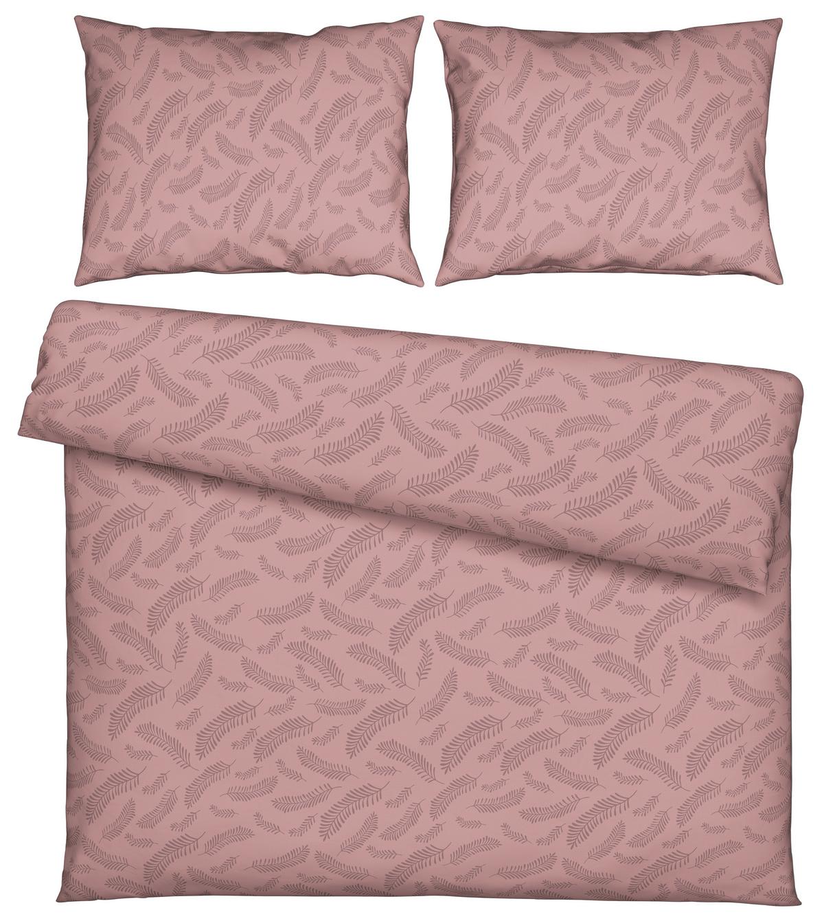 Ágyneműhuzat-garnitúra Kétszemélyes  Ferns Xxl - mályva, Modern, textil (200/220cm) - Mömax