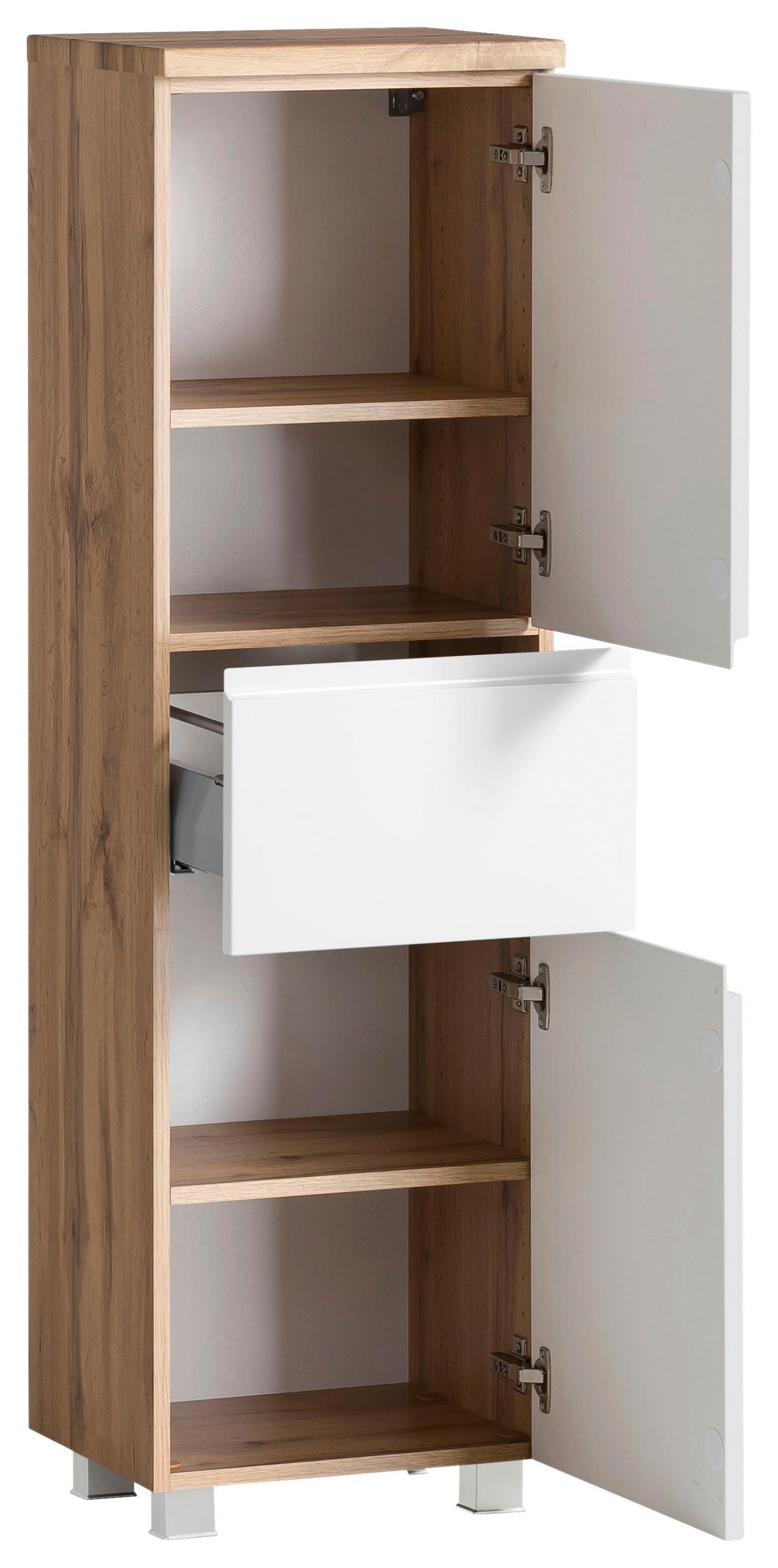 Midischrank Varese ca. 40x130 cm Weiß/Eiche - Eiche Wotan/Weiß, MODERN, Holzwerkstoff (40/130/35cm) - Held