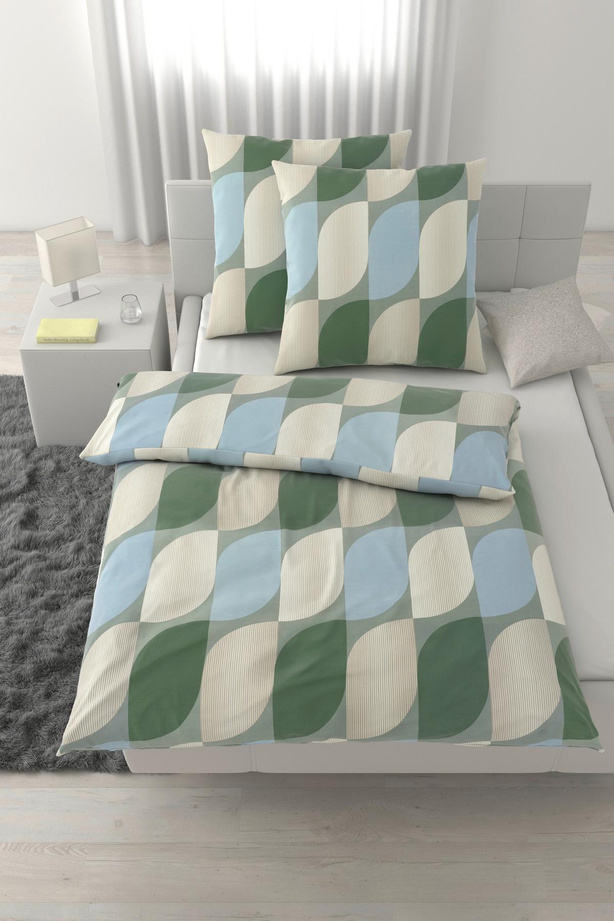 Bettwäsche Gala XXL Blau/Creme/Grün ca. 200x200cm - Blau/Petrol, Textil (200/200cm) - Mömax