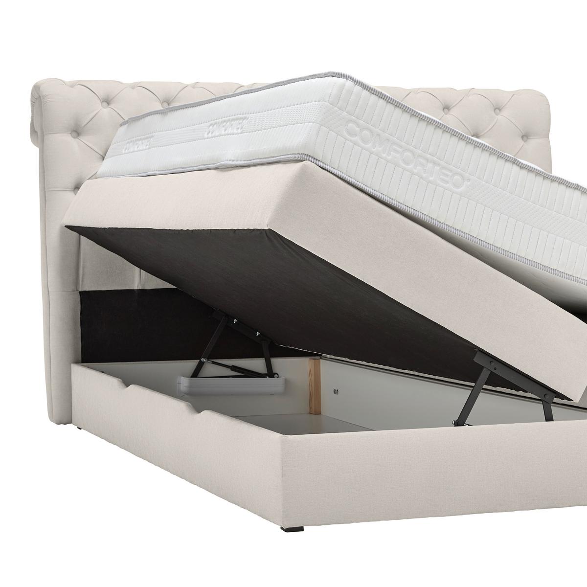 Boxspringbett Belano Creme ca. 160x200cm - Creme, Konventionell, Holz/Holzwerkstoff (160/200cm) - Premium Living