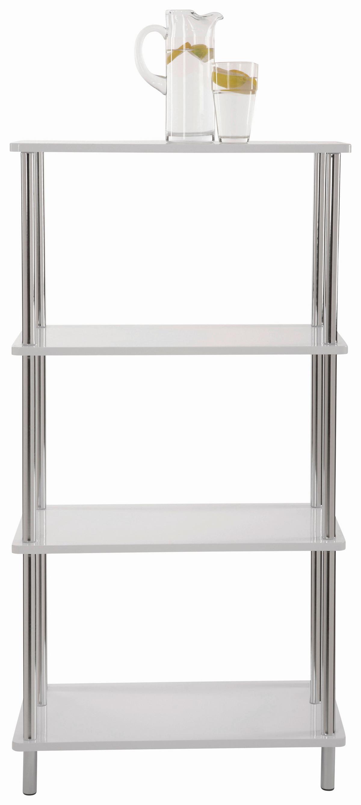 Polica Tim 2 - bijela/boje kroma, Moderno, drvni materijal/drvo (60/120/30cm) - Modern Living