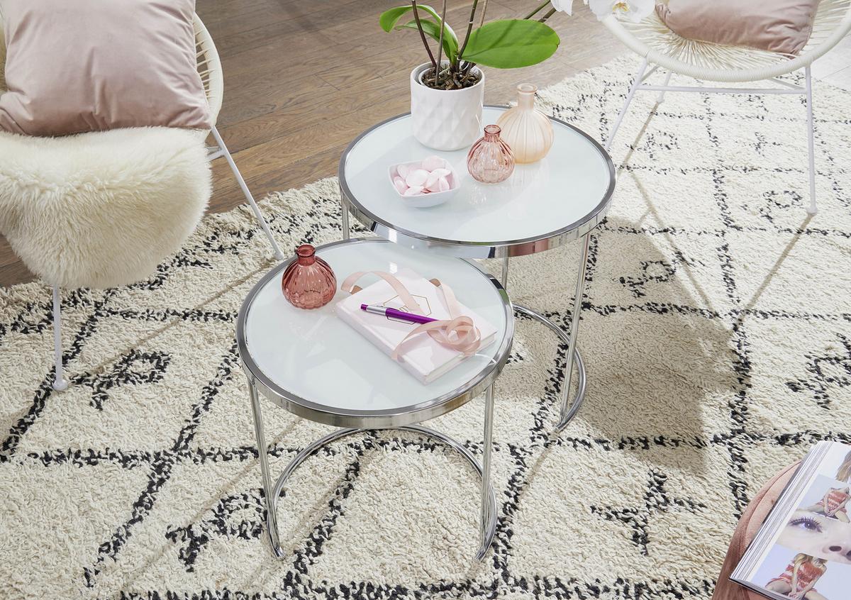 Set Miz Wl5.986 - barve kroma/bela, Design, kovina/steklo (50/50/50,5cm) - MID.YOU