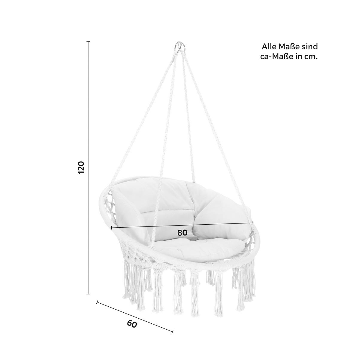 Hängesessel Amon Weiss aus Webstoff - Weiss, Basics, Textil/Metall (80/120/60cm) - Mömax