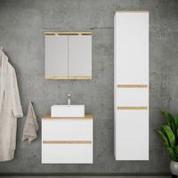Badezimmer Cosila - Honigeiche/Weiss, Trend, Keramik/Holzwerkstoff (90cm) - MID.YOU