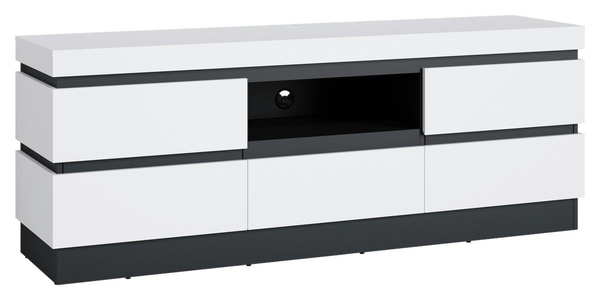 Tv-element Campania, Antracit, Bela - bela/antracit, Trend, umetna masa/leseni material (180,2/68/45cm)