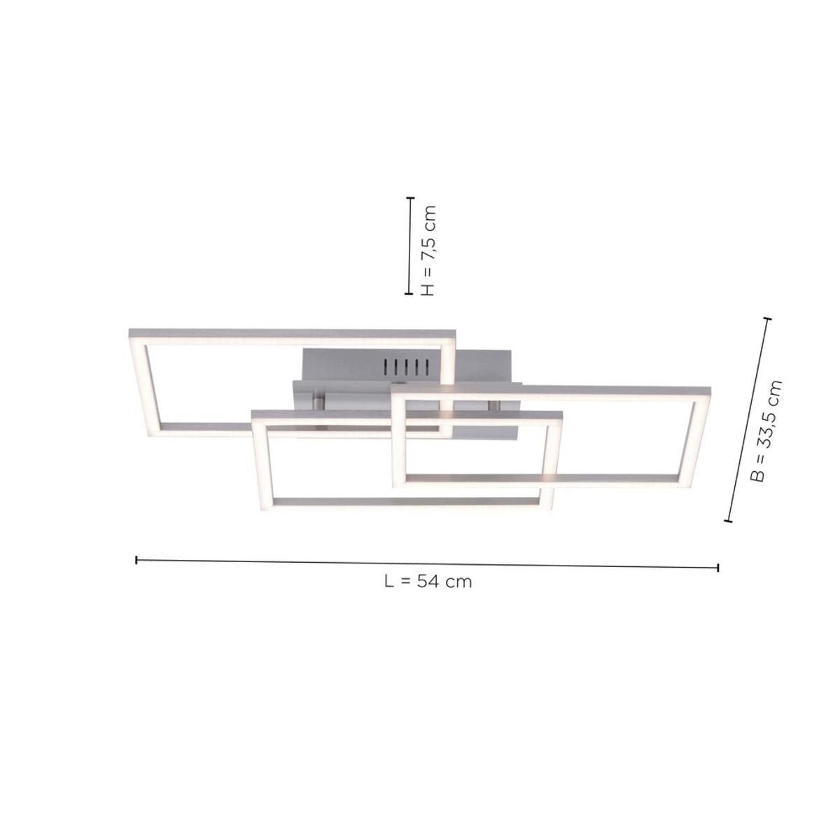 LED-Deckenleuchte Iven max. 31 Watt - Alufarben, Design, Kunststoff/Metall (54/33,5/7,5cm)