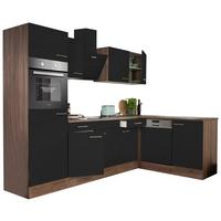 Eckküche Oliver mit Geräten ca. 280x172 cm Schwarz - Eichefarben/Schwarz, Basics, Holzwerkstoff/Metall (280/172cm) - Respekta