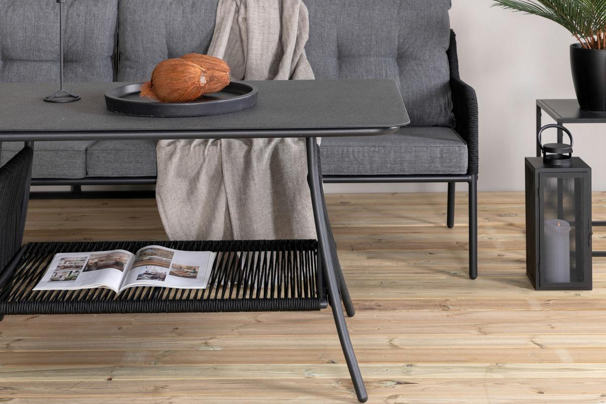 Dining-Loungeset Berlin ca. 173x196 cm Schwarz - Schwarz, KONVENTIONELL, Metall (173/196cm) - Gardenson