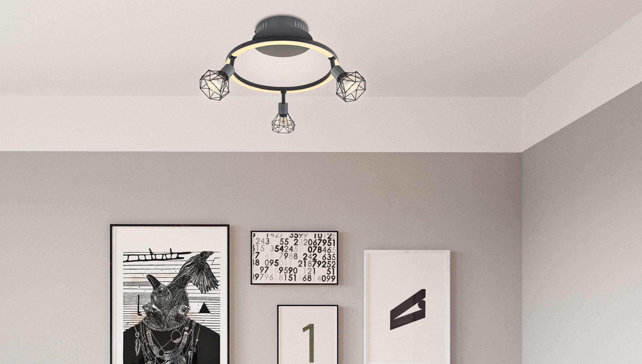Strahler Jutta in Schwarz max. 12 Watt - Graphitfarben/Schwarz, Basics, Metall (46/38,5/20cm) - Globo